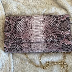 Faux snakeskin clutch